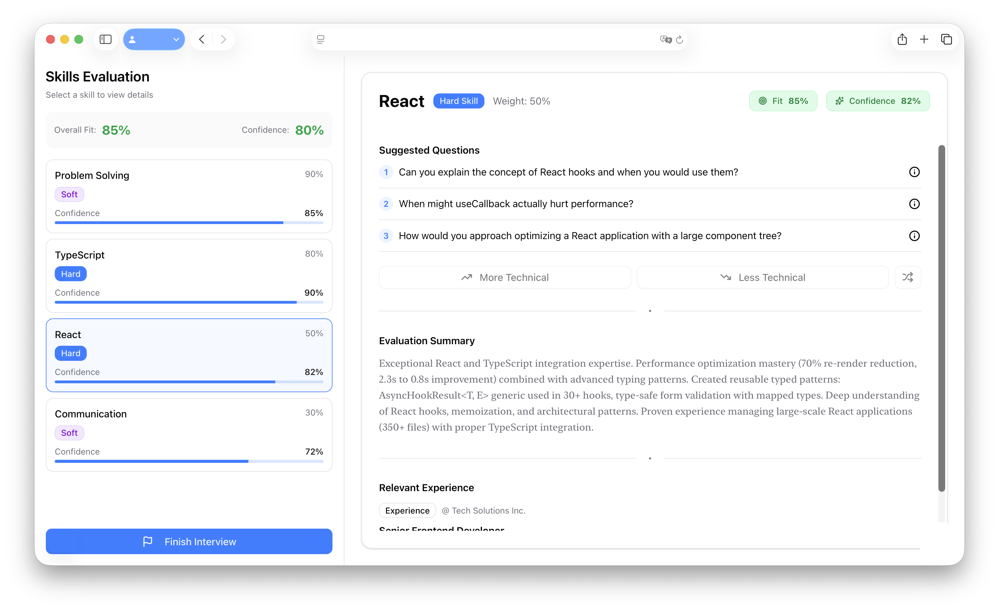 TrueCast Whisperer interview assistant interface